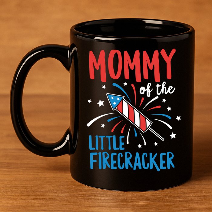 Mommy Of The Little Firecracker Pregnancy Announcet Gift 11oz C Handle Ceramic Mug