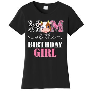 Mom Of The Birthday Girl Farm Cow Mommy Mama 1st Women's T-Shirt