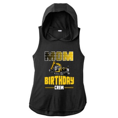 Mom Of The Birthday Crew Party Excavator Ladies PosiCharge Tri-Blend Wicking Draft Hoodie Tank