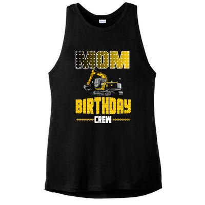 Mom Of The Birthday Crew Party Excavator Ladies PosiCharge Tri-Blend Wicking Tank