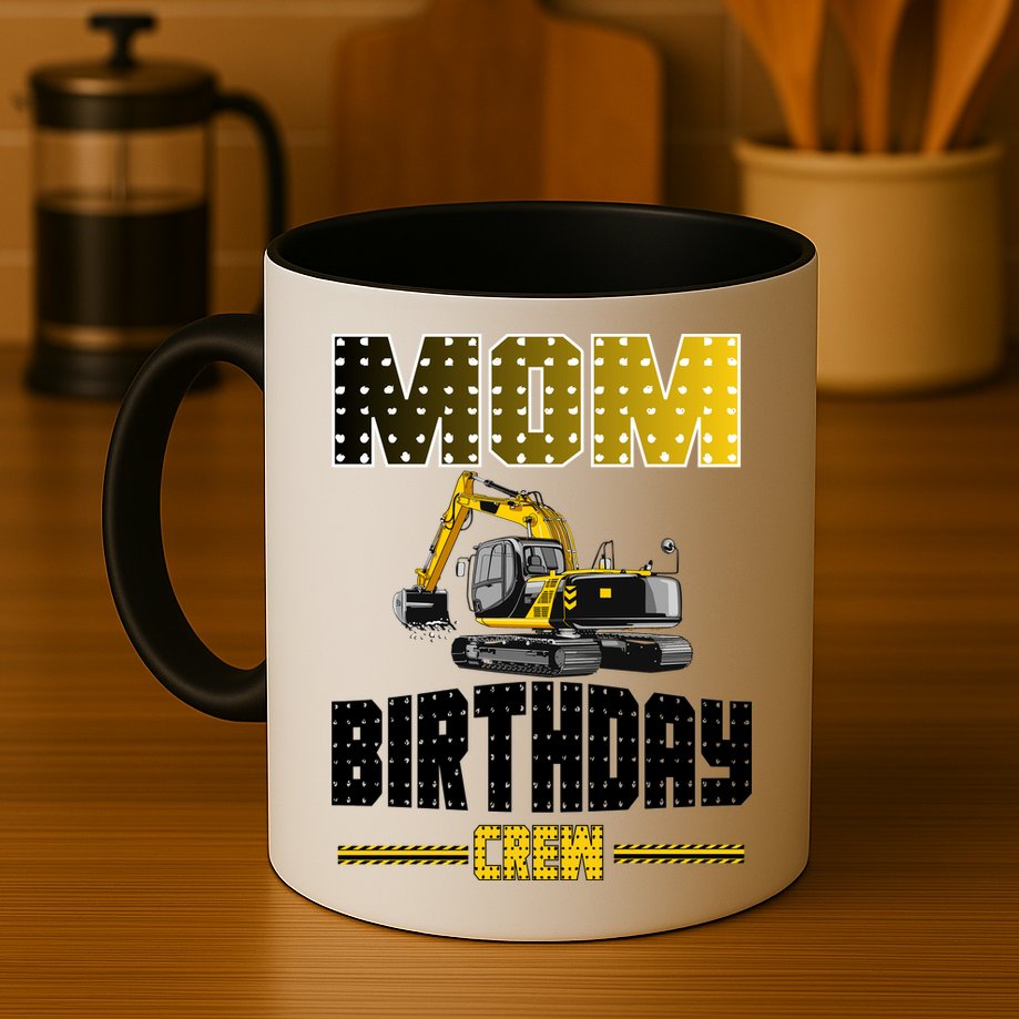 Mom Of The Birthday Crew Party Excavator Mug