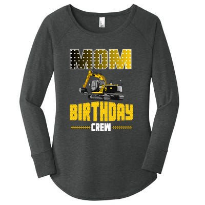 Mom Of The Birthday Crew Party Excavator Women's Perfect Tri Tunic Long Sleeve Shirt