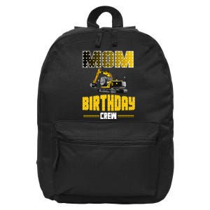 Mom Of The Birthday Crew Party Excavator 16 in Basic Backpack