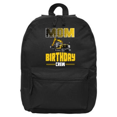 Mom Of The Birthday Crew Party Excavator 16 in Basic Backpack