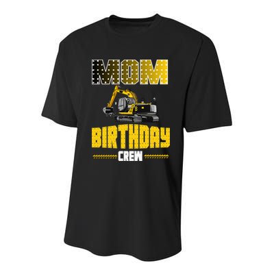 Mom Of The Birthday Crew Party Excavator Youth Performance Sprint T-Shirt