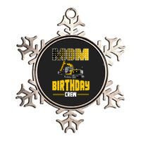 Mom Of The Birthday Crew Party Excavator Metallic Star Ornament