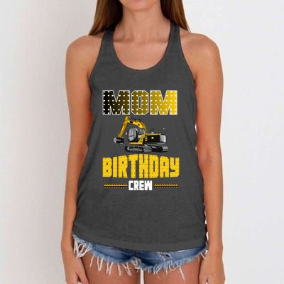 Mom Of The Birthday Crew Party Excavator Women's Knotted Racerback Tank