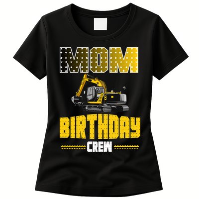 Mom Of The Birthday Crew Party Excavator Womens T-Shirt