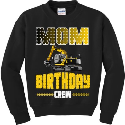 Mom Of The Birthday Crew Party Excavator Kids Sweatshirt