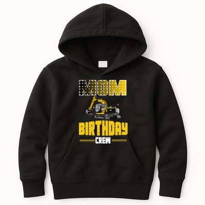 Mom Of The Birthday Crew Party Excavator Kids Hoodie