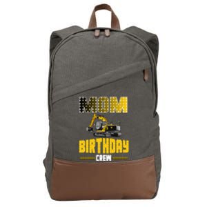 Mom Of The Birthday Crew Party Excavator Cotton Canvas Backpack