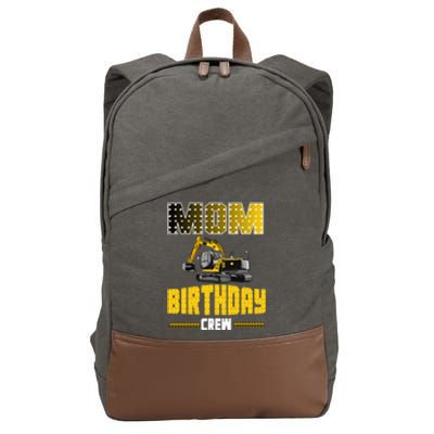 Mom Of The Birthday Crew Party Excavator Cotton Canvas Backpack