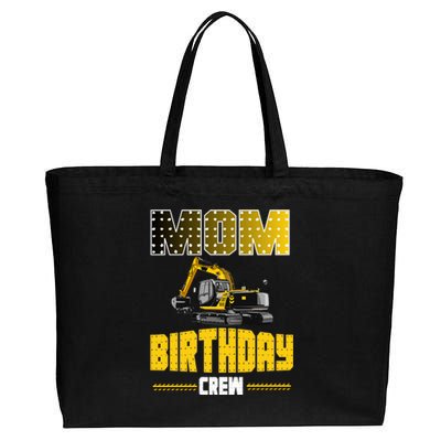 Mom Of The Birthday Crew Party Excavator Cotton Canvas Jumbo Tote