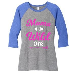 Mom Of The Wild One Mama Of The Wild One Gift Women's Tri-Blend 3/4-Sleeve Raglan Shirt