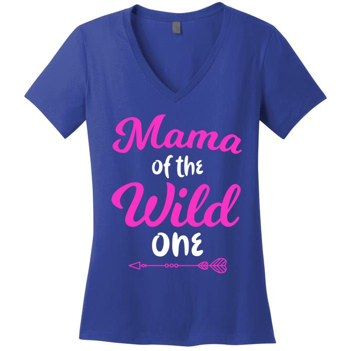 Mom Of The Wild One Mama Of The Wild One Gift Women's V-Neck T-Shirt