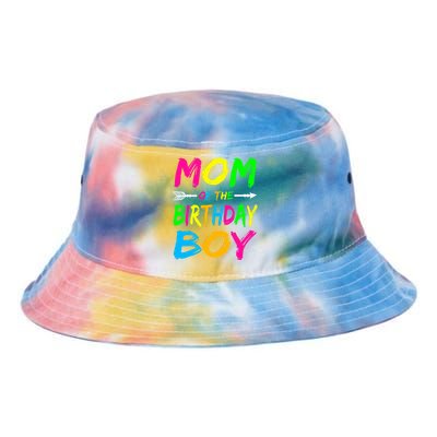 Mom of the Birthday Boy Glows Retro 80's Party Glow Tie Dye Newport Bucket Hat