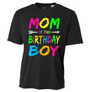 Mom of the Birthday Boy Glows Retro 80's Party Glow Cooling Performance Crew T-Shirt