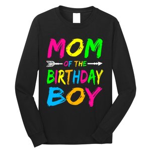 Mom of the Birthday Boy Glows Retro 80's Party Glow Long Sleeve Shirt