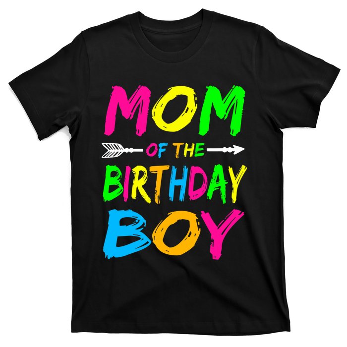 Mom of the Birthday Boy Glows Retro 80's Party Glow T-Shirt