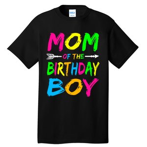 Mom of the Birthday Boy Glows Retro 80's Party Glow Tall T-Shirt