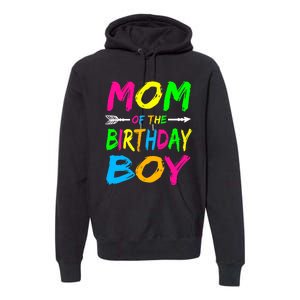 Mom of the Birthday Boy Glows Retro 80's Party Glow Premium Hoodie