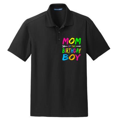 Mom of the Birthday Boy Glows Retro 80's Party Glow Dry Zone Grid Polo