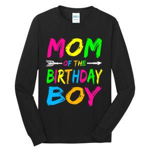 Mom of the Birthday Boy Glows Retro 80's Party Glow Tall Long Sleeve T-Shirt