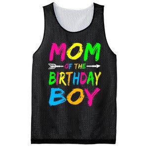 Mom of the Birthday Boy Glows Retro 80's Party Glow Mesh Reversible Basketball Jersey Tank