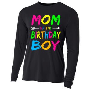 Mom of the Birthday Boy Glows Retro 80's Party Glow Cooling Performance Long Sleeve Crew