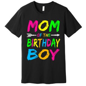 Mom of the Birthday Boy Glows Retro 80's Party Glow Premium T-Shirt