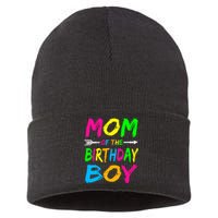 Mom of the Birthday Boy Glows Retro 80's Party Glow Sustainable Knit Beanie