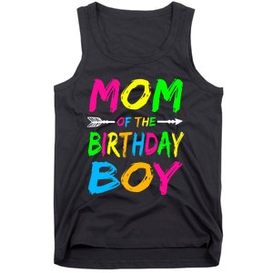 Mom of the Birthday Boy Glows Retro 80's Party Glow Tank Top