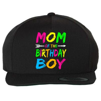 Mom of the Birthday Boy Glows Retro 80's Party Glow Wool Snapback Cap