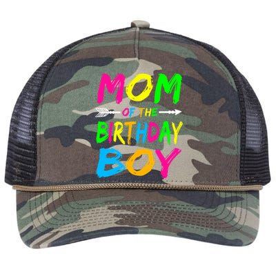 Mom of the Birthday Boy Glows Retro 80's Party Glow Retro Rope Trucker Hat Cap