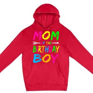 Mom of the Birthday Boy Glows Retro 80's Party Glow Premium Pullover Hoodie