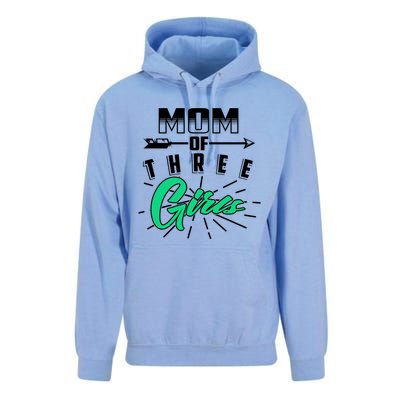 Mom Of Three Cute Mama Of Awesome Lassies Gift Unisex Surf Hoodie