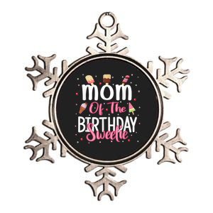 Mom Of The Birthday Sweetie Girl Ice Cream Theme Party Metallic Star Ornament