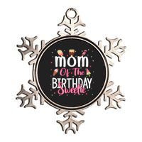 Mom Of The Birthday Sweetie Girl Ice Cream Theme Party Metallic Star Ornament