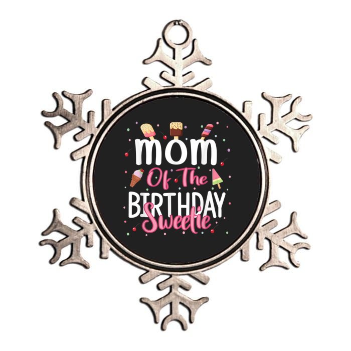 Mom Of The Birthday Sweetie Girl Ice Cream Theme Party Metallic Star Ornament