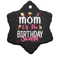 Mom Of The Birthday Sweetie Girl Ice Cream Theme Party Ceramic Star Ornament