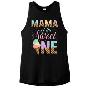 Mama Of The Sweet One Ice Cream 1st First Birthday Family Ladies PosiCharge Tri-Blend Wicking Tank