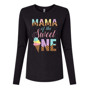 Mama Of The Sweet One Ice Cream 1st First Birthday Family Womens Cotton Relaxed Long Sleeve T-Shirt