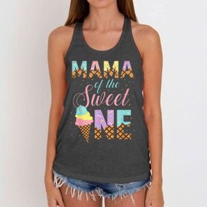 Mama Of The Sweet One Ice Cream 1st First Birthday Family Women's Knotted Racerback Tank