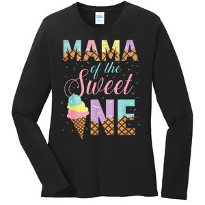 Mama Of The Sweet One Ice Cream 1st First Birthday Family Ladies Long Sleeve Shirt