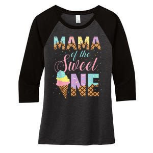 Mama Of The Sweet One Ice Cream 1st First Birthday Family Women's Tri-Blend 3/4-Sleeve Raglan Shirt