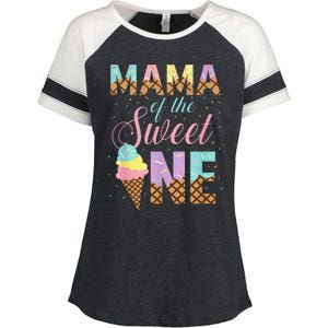 Mama Of The Sweet One Ice Cream 1st First Birthday Family Enza Ladies Jersey Colorblock Tee