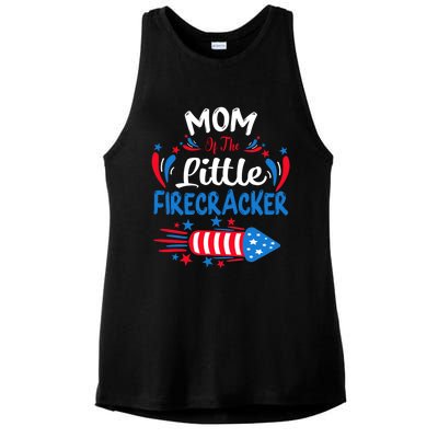 Mom Of The Little Firecracker 4th Of July Birthday Party Cool Gift Ladies PosiCharge Tri-Blend Wicking Tank