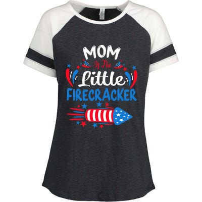 Mom Of The Little Firecracker 4th Of July Birthday Party Cool Gift Enza Ladies Jersey Colorblock Tee