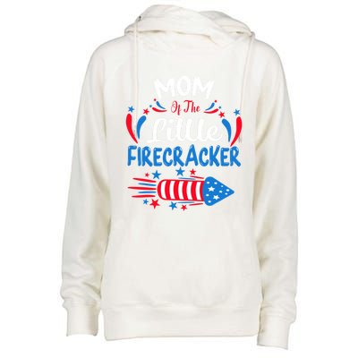 Mom Of The Little Firecracker 4th Of July Birthday Party Cool Gift Womens Funnel Neck Pullover Hood