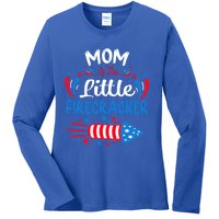 Mom Of The Little Firecracker 4th Of July Birthday Party Cool Gift Ladies Long Sleeve Shirt